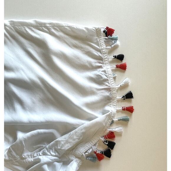 SWIM by Cacique Fringe Coverup Womens Size 14/16 White Gauze Boho Tasseled Top - Picture 4 of 9